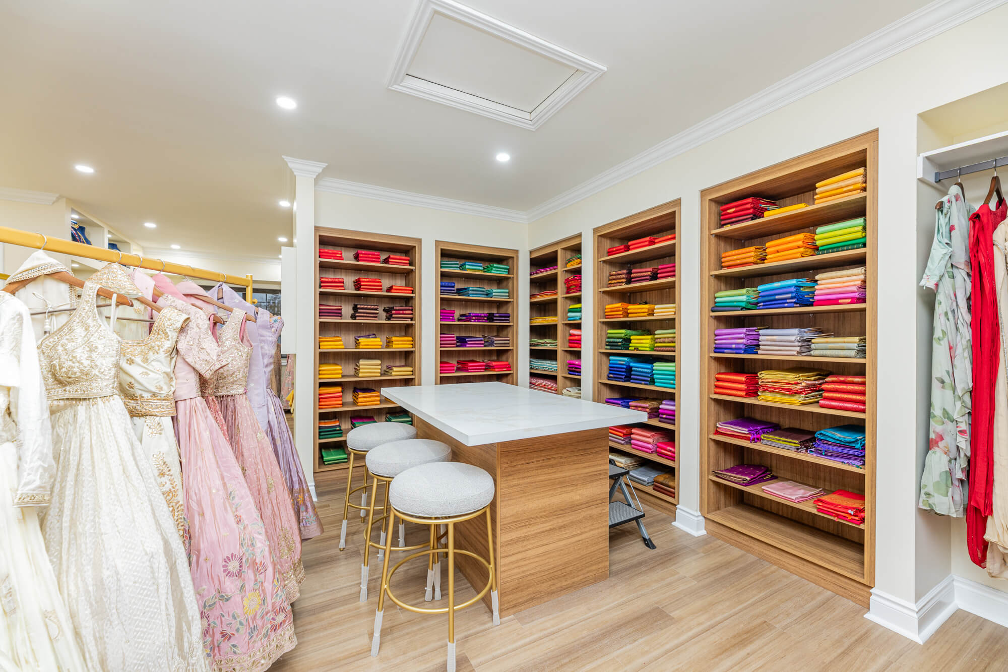 Boutique retail photography showing fabric showroom interior and merchandising display