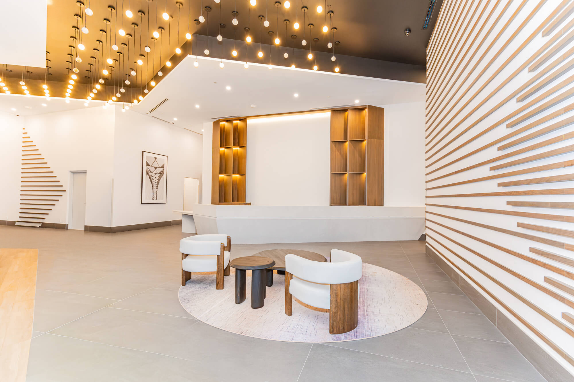 Hospitality-style commercial photography in Toronto showing modern lobby and reception interior
